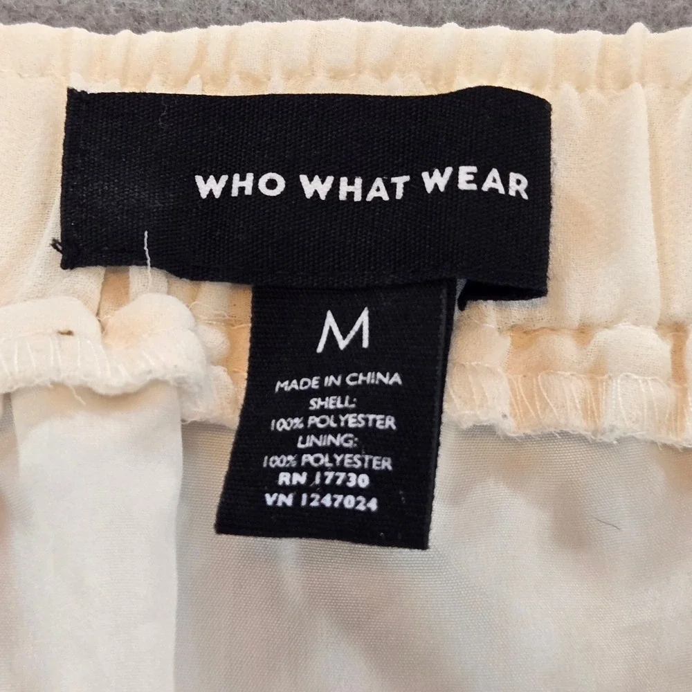 Who What Wear Pleated Midi Skirt Womens Medium Cream Black Striped Elastic Waist - Picture 3 of 6